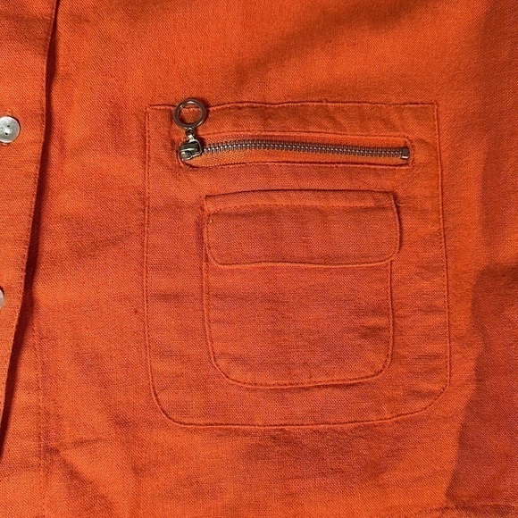 Je t’aime Short Sleeve Botton Down Blouse Pearl Button Size Medium Rust Orange - Picture 7 of 8